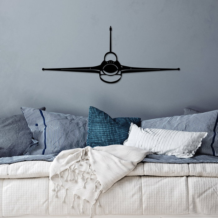 Wallity F-16 Jet Fighter Escultura de Pared en Negro
